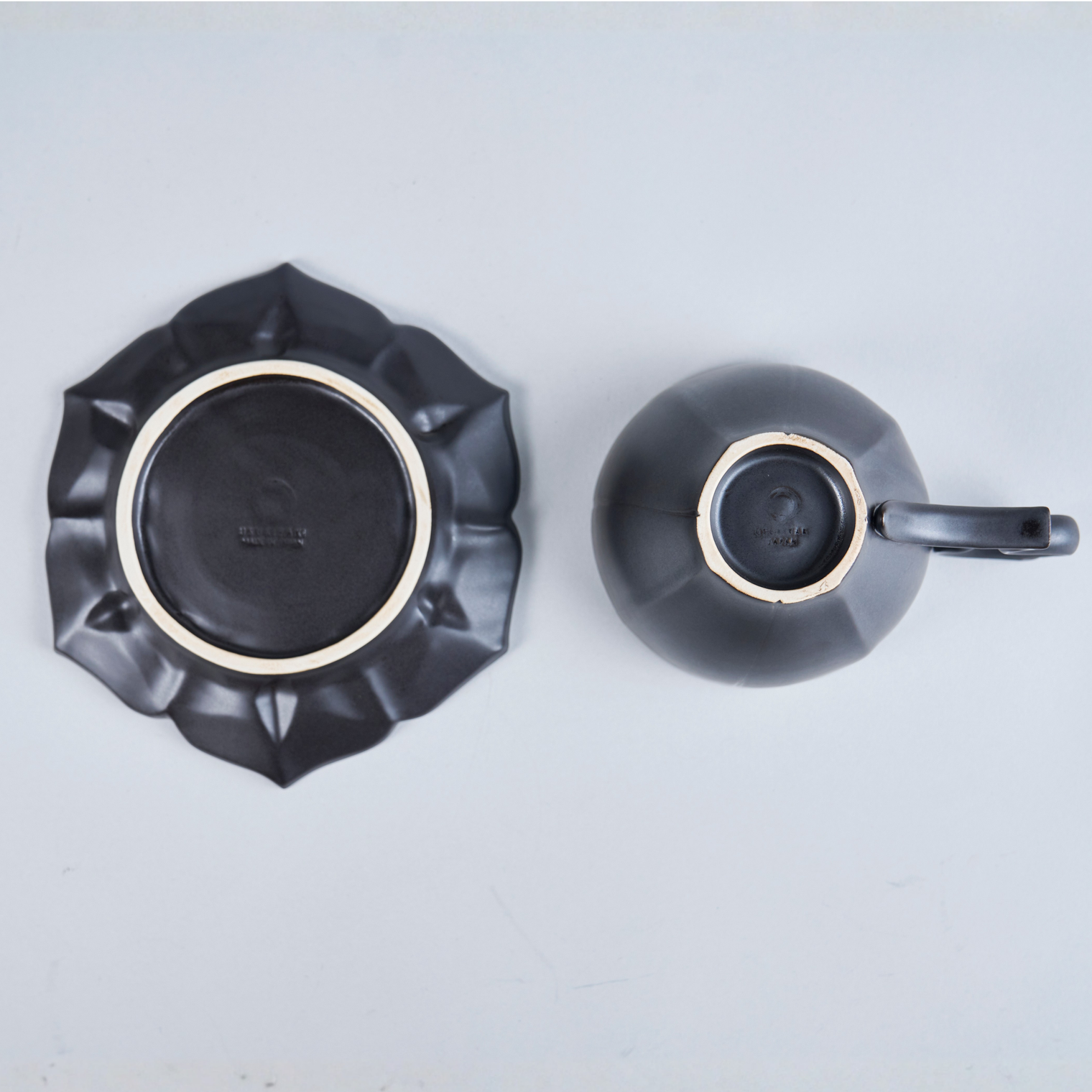 Usukiyaki, RYOUKA Teacup And Saucer, Black, D9cm x H6.3cm/ D16cm x H2cm