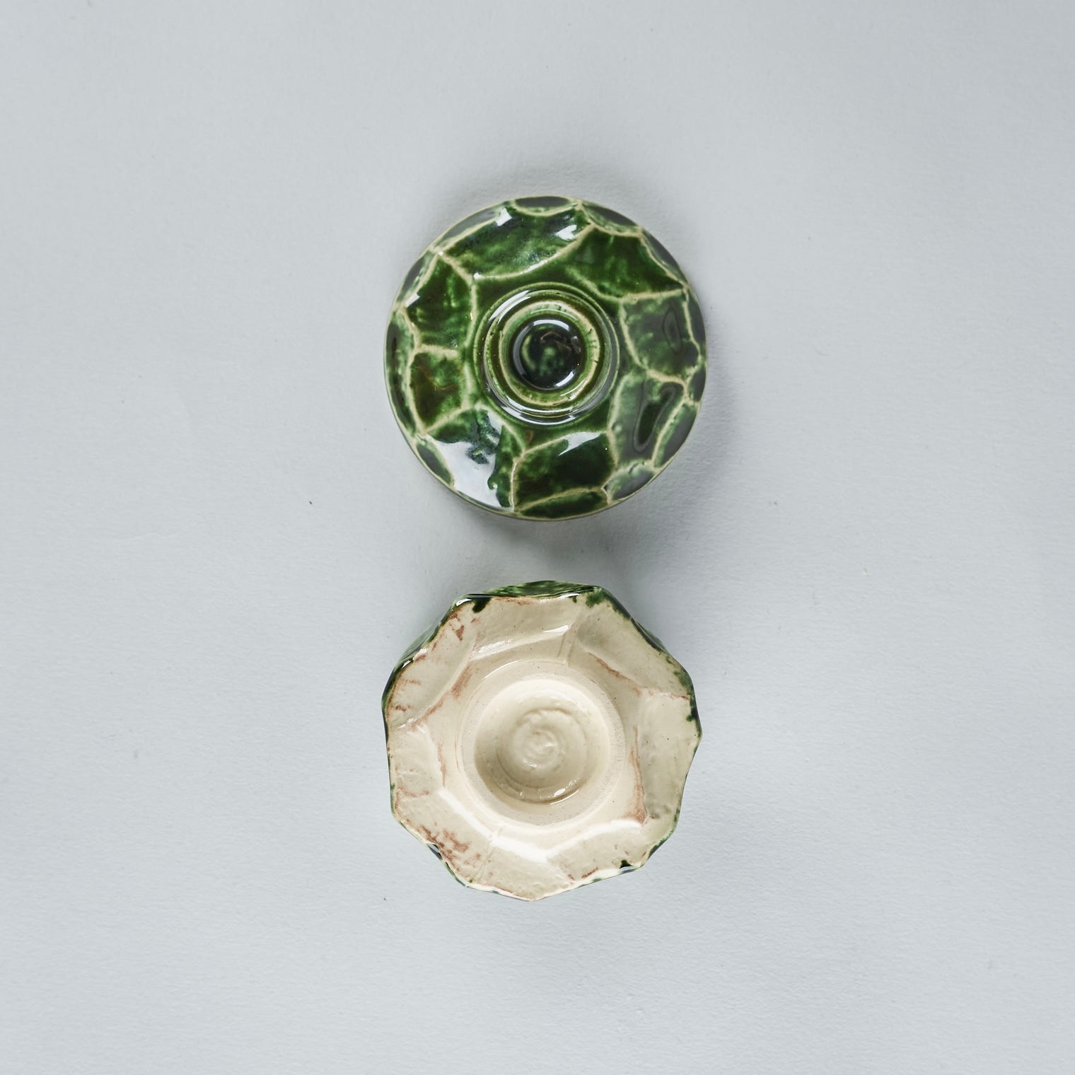 Oribe Chawanmushi Cup Green, 8.5cm x 8.5cm