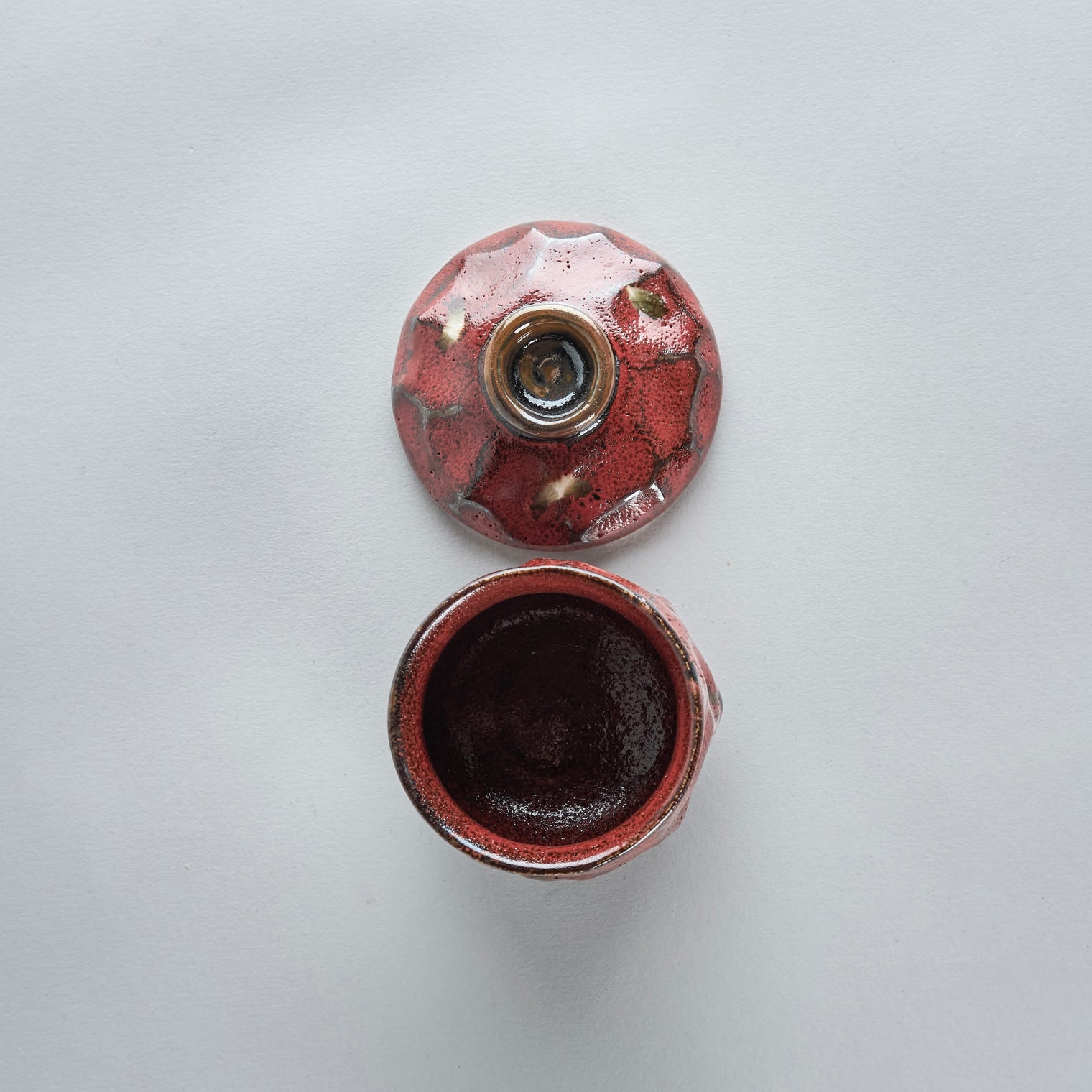 Beni Yuzu Shinogi Chawanmushi Cup Red, 8.5cm x 8.5cm