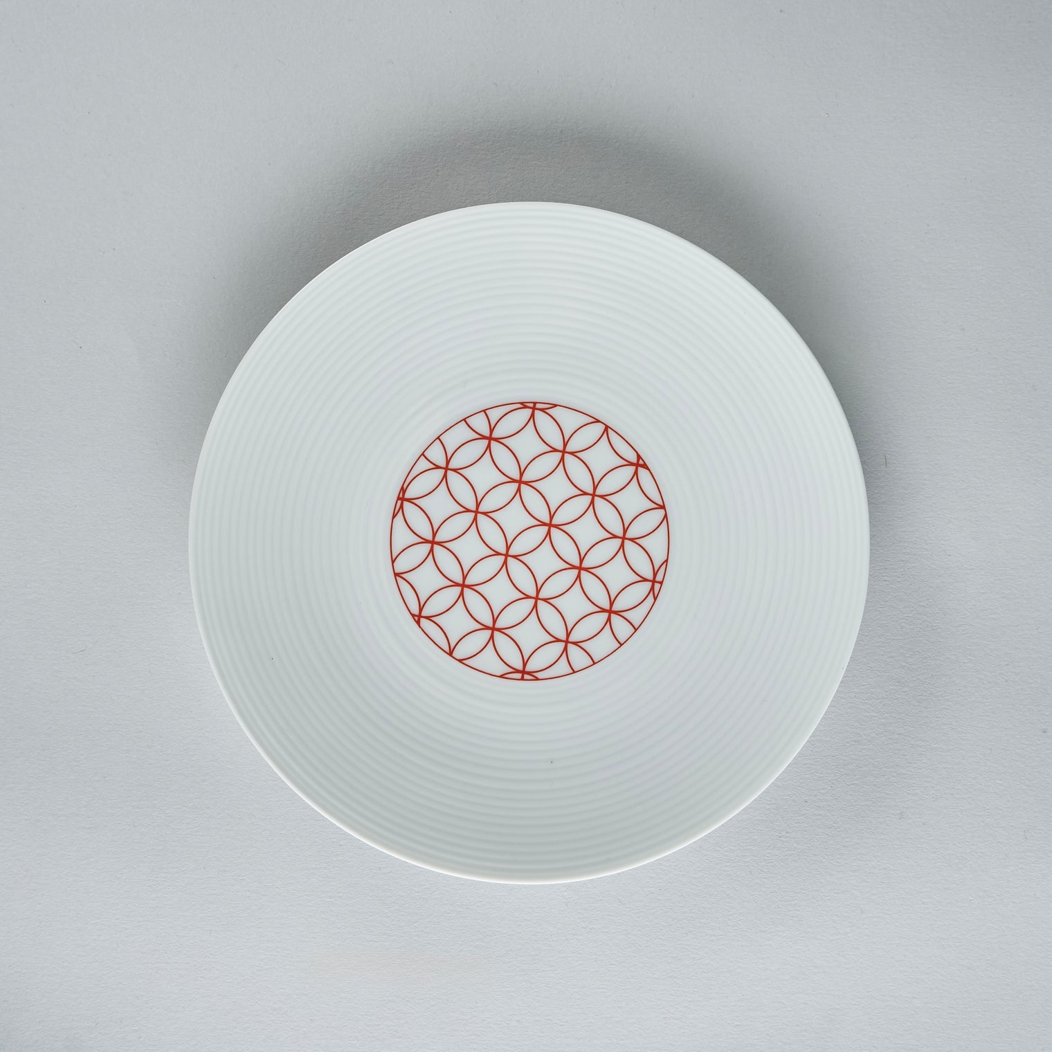 Eiho Porcelain, Shippo, Red Plate, 19cm