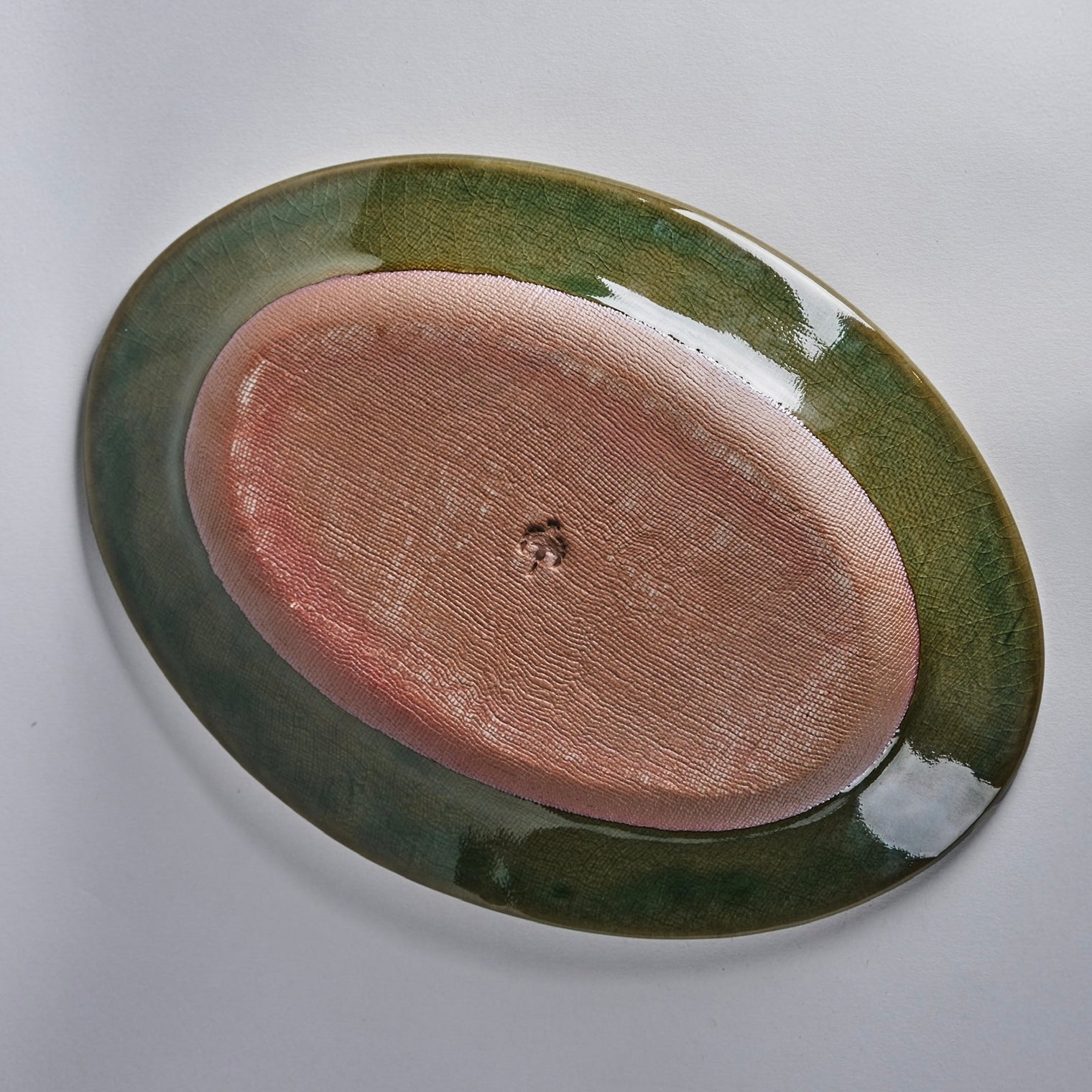Suiyo Carved Oval L Celadon, 310 x 225 x H32mm