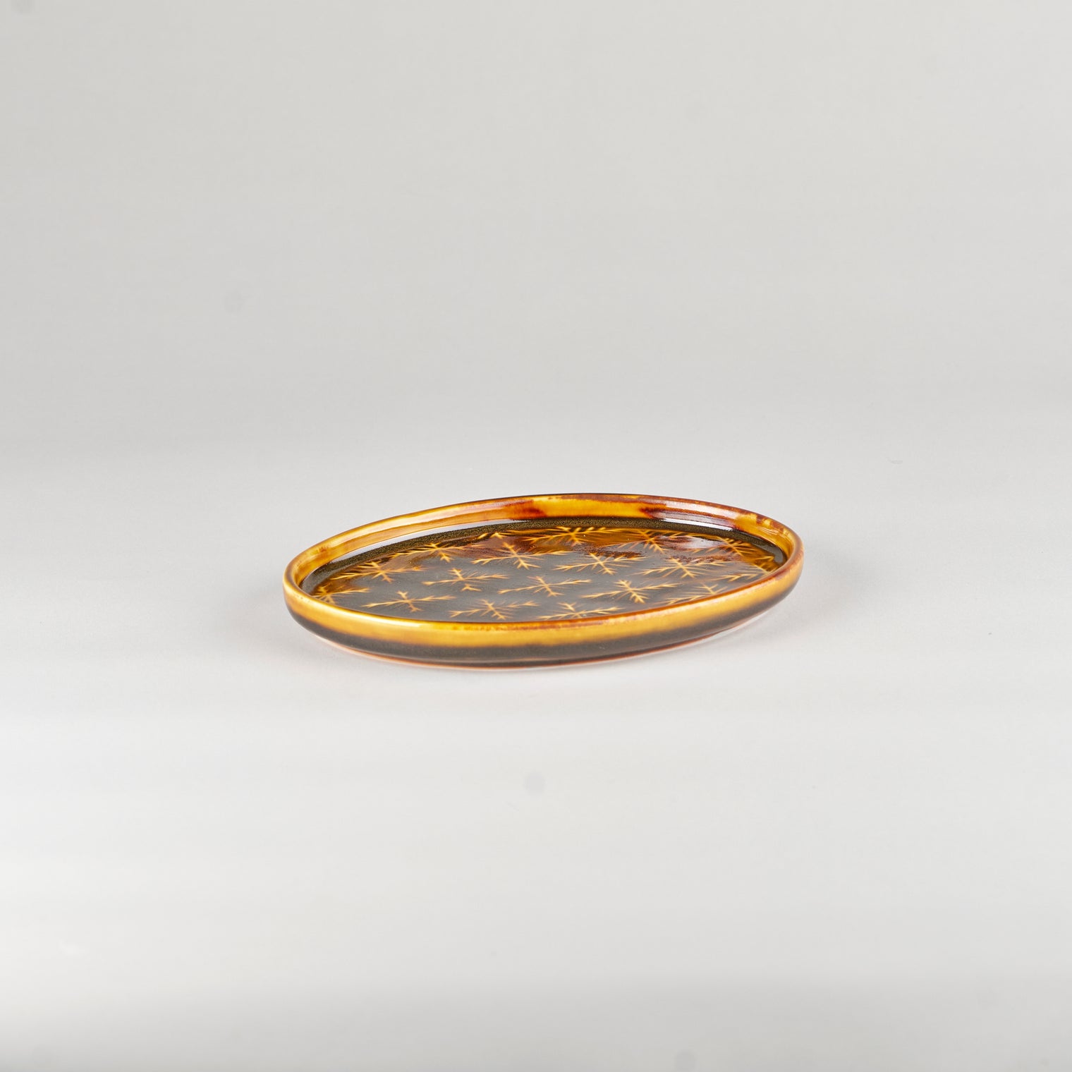 Jang Hun Seong Oval Pattern Plate in Candy Brown, 19 x 14.2cm