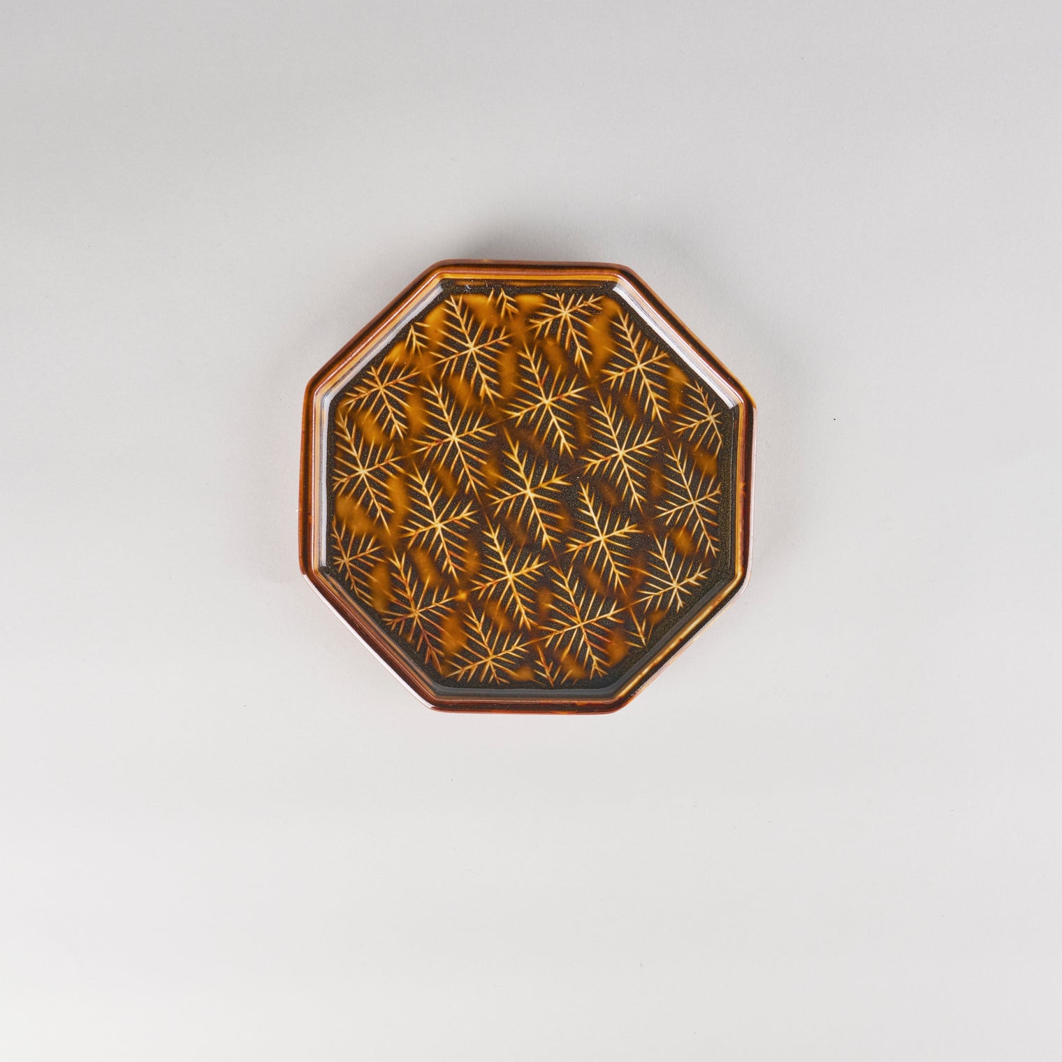 Jang Hun Seong Octagon Pattern Plate in Candy Brown, 15.5 x 15.5 x 1.7cm