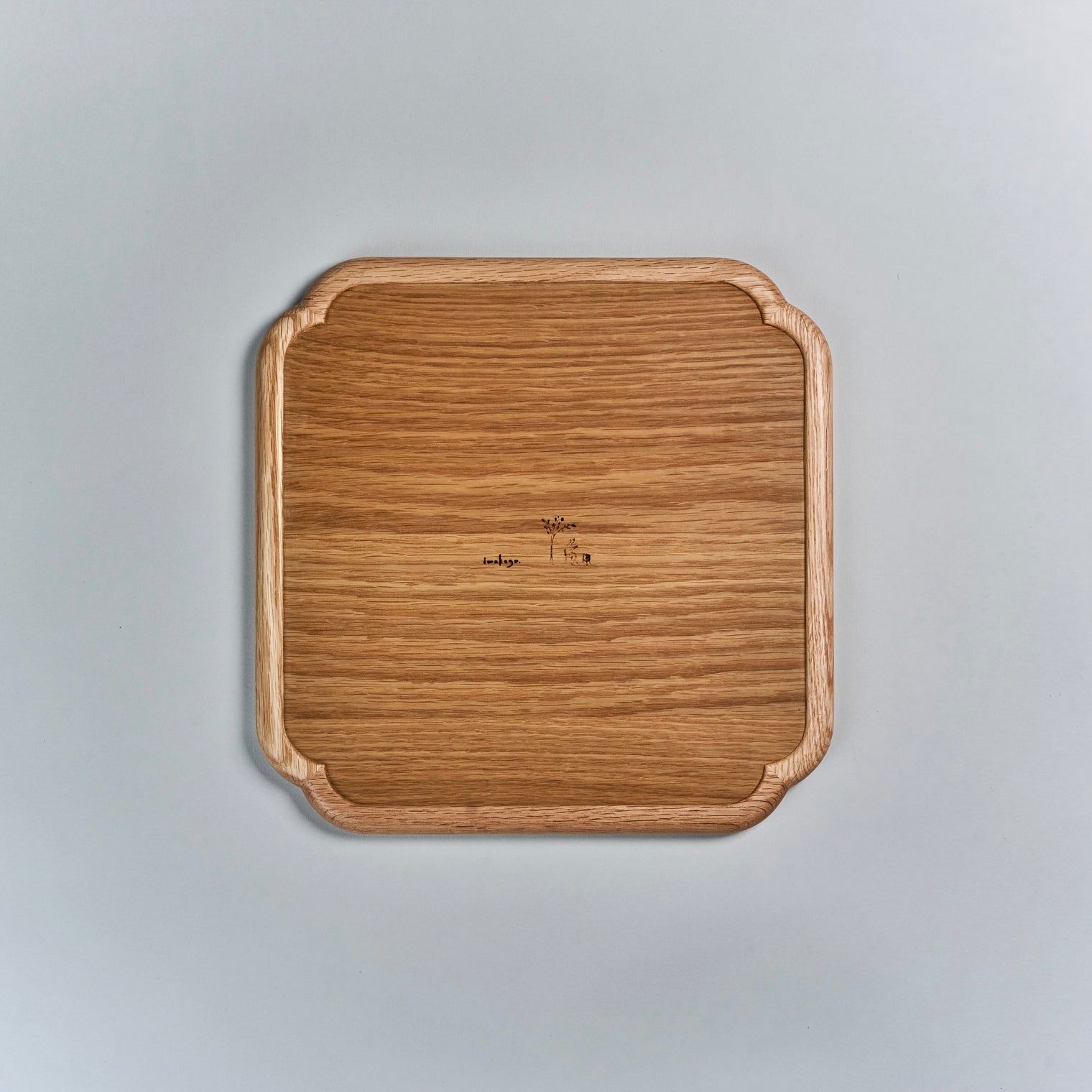 Iwakagu Square Curve Corner Small Tray, Oak, 28.5cm x 28.5cm x H1.5cm