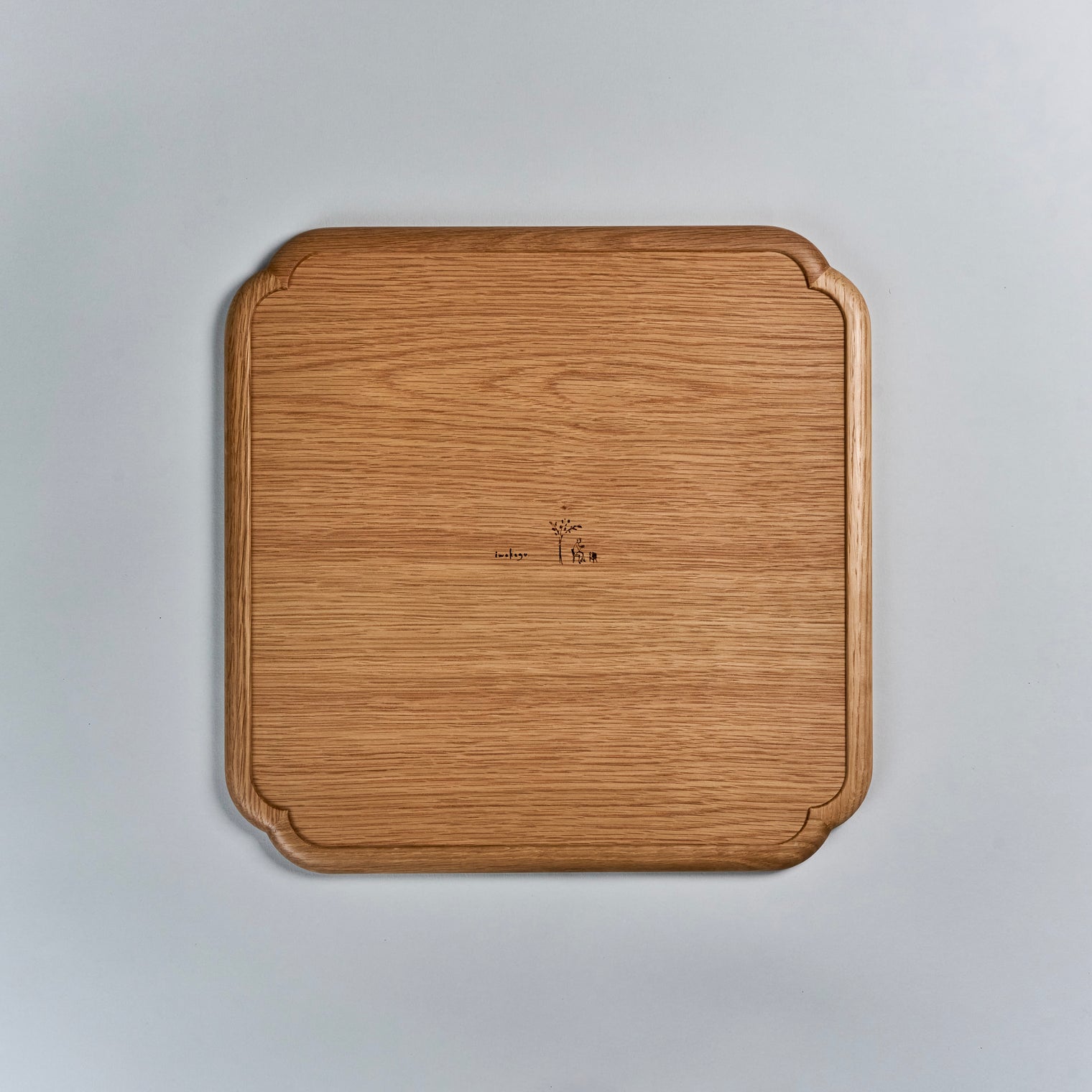 Iwakagu Square Curve Corner Big Tray, Oak, 34cm x 34cm x H1.5cm