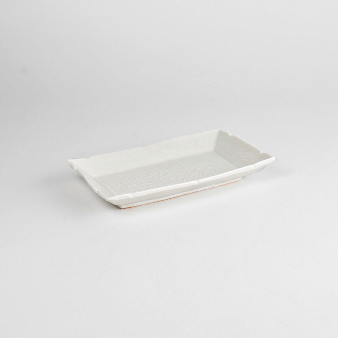Asami Maeda Square Long Dish White, 20.4×12.4×2.4cm