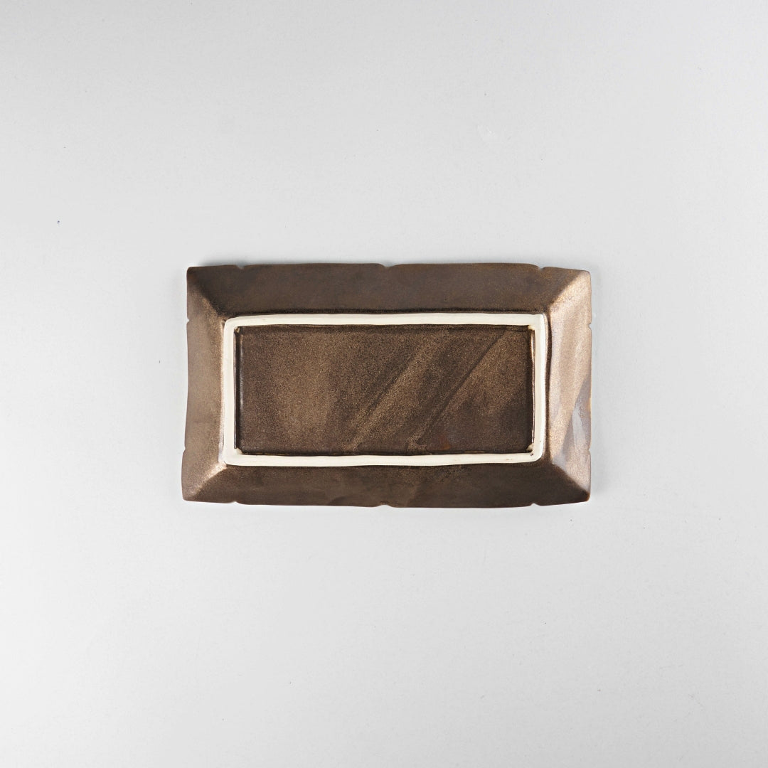Asami Maeda Square Long Dish Bronze, 20.4×12.4×2.4cm
