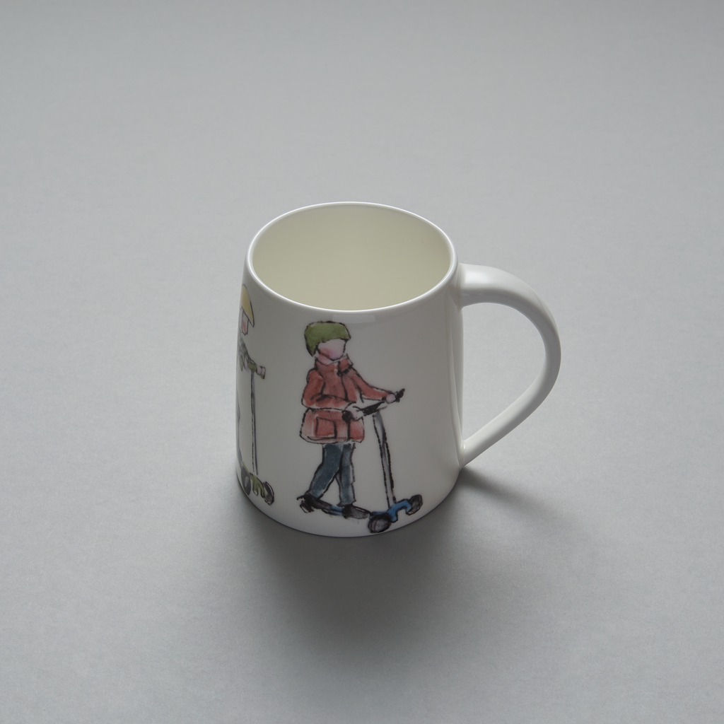 Kids On Scooters Mug, by Helen Beard