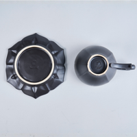 Usukiyaki, RYOUKA Teacup And Saucer, Black, D9cm x H6.3cm/ D16cm x H2cm