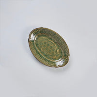 Suiyo Embossed Oval SS Turtle Celadon, 148 x 110 x H18mm