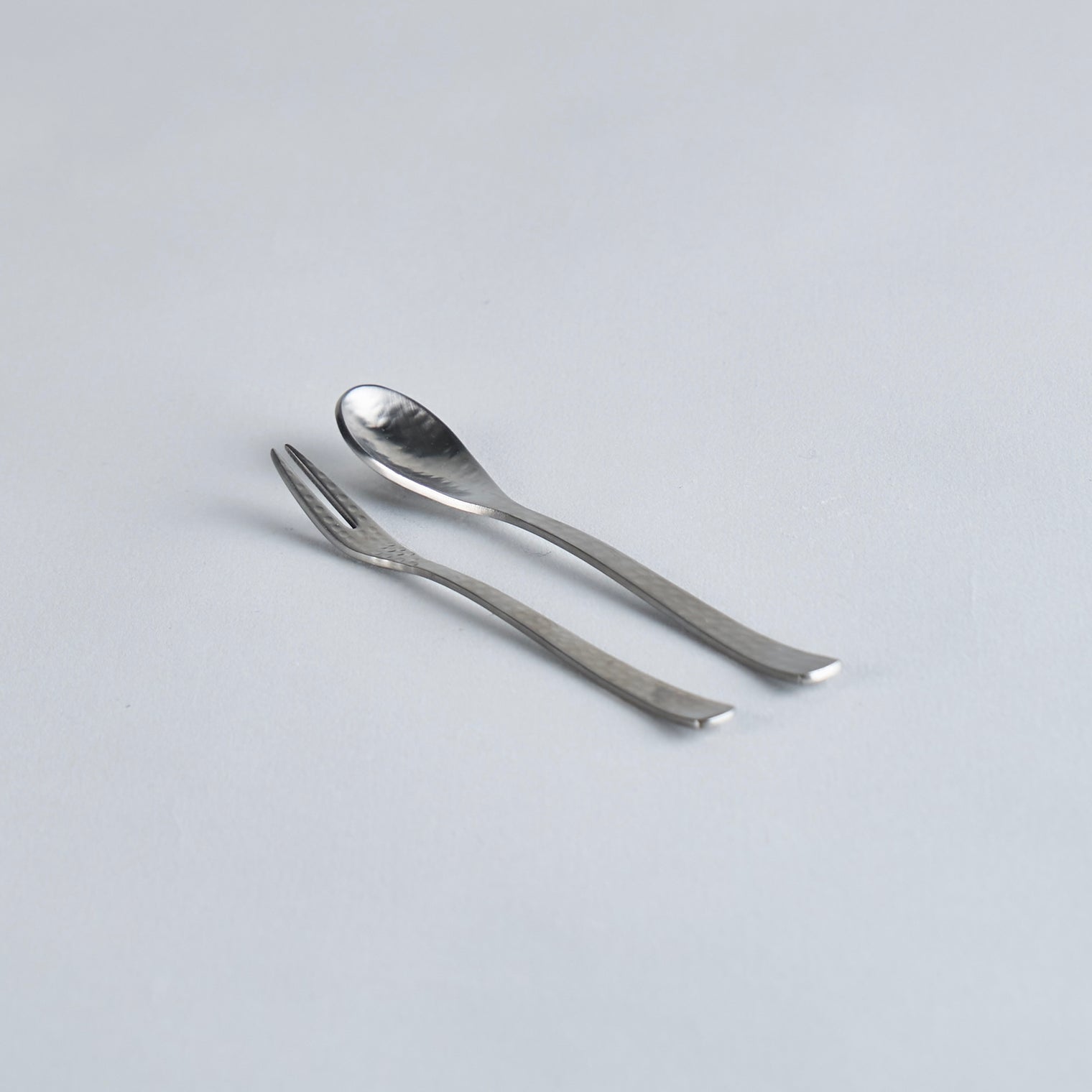 Silver Hammered Dessert Fork L13cm x W1cm