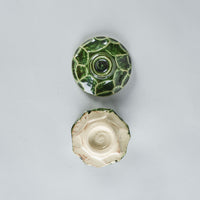 Oribe Chawanmushi Cup Green, 8.5cm x 8.5cm