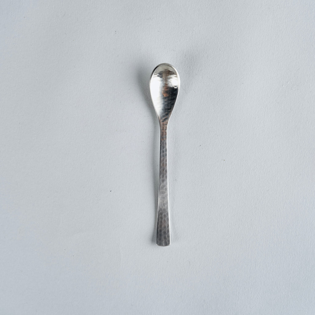 Silver Hammered Dessert Spoon L14cm x W2.2cm