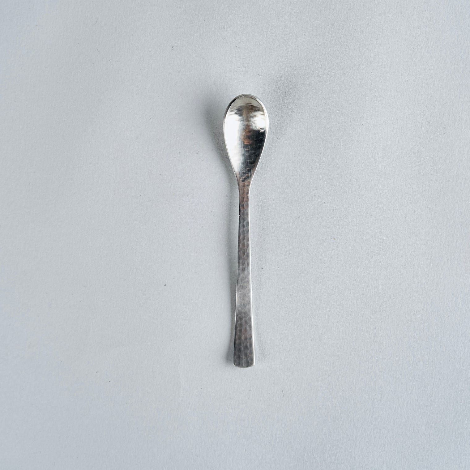 Silver Hammered Dessert Spoon L14cm x W2.2cm