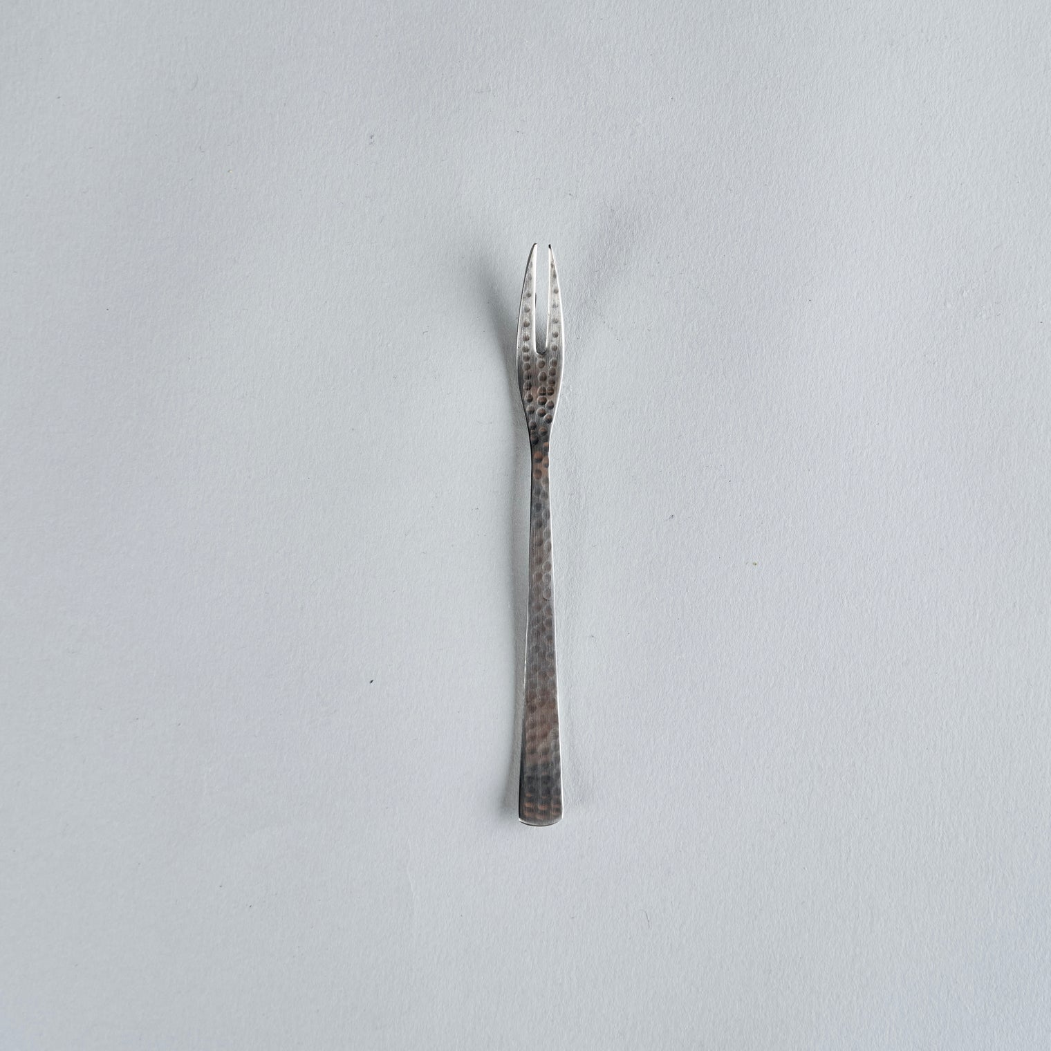 Silver Hammered Dessert Fork L13cm x W1cm