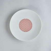 Eiho Porcelain, Seigaiha, Red Plate, 19cm