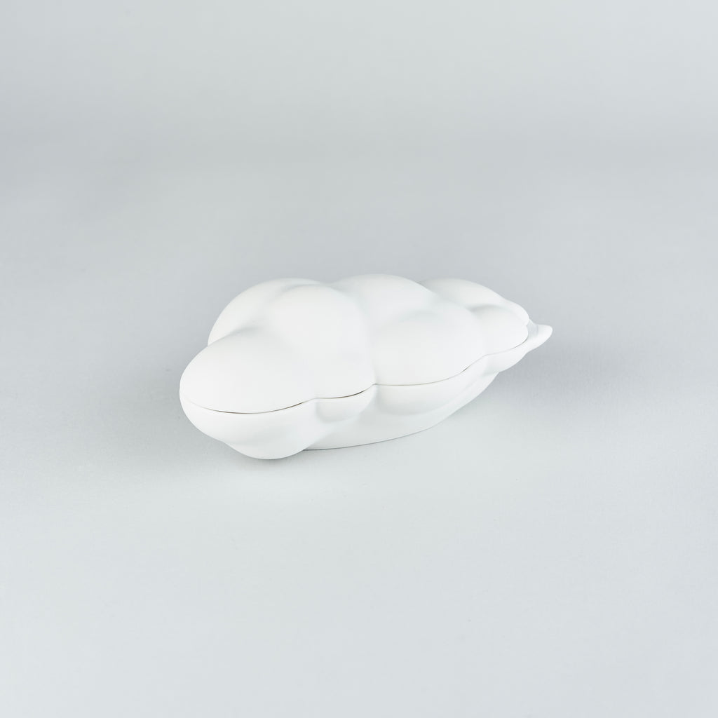 224 Porcelain Cloud nine lidded container, W18cm x H9cm