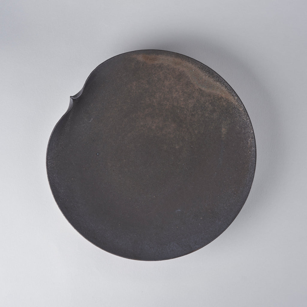 Black Glaze Single-sided 8-inch Plate, 23.9cm x 23.2cm x H3.9cm, Design by Takada San