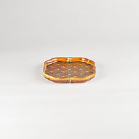 Jang Hun Seong Flower Square Pattern Plate in Candy Brown, 14.2 x 14.2 x 2cm