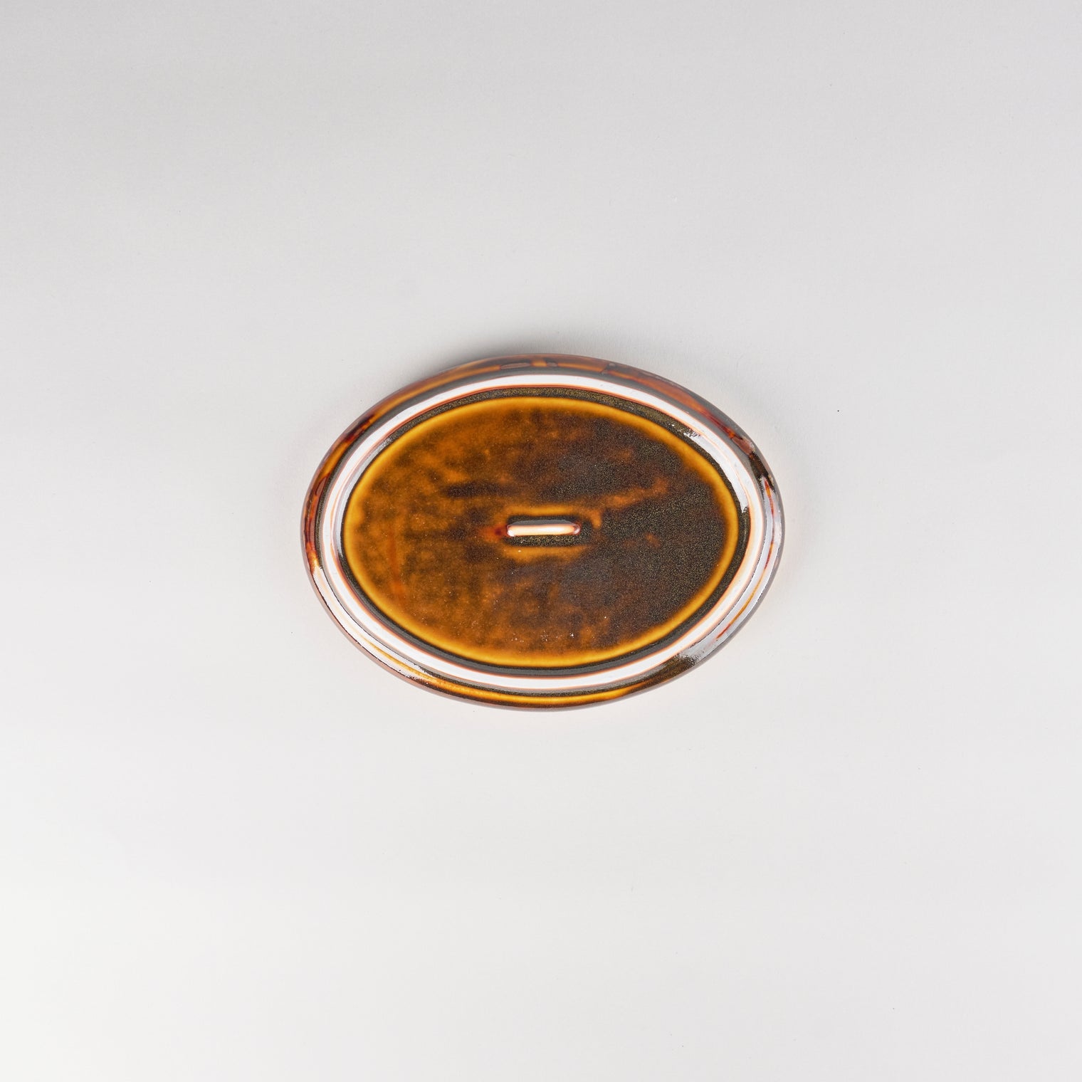 Jang Hun Seong Oval Pattern Plate in Candy Brown, 19 x 14.2cm
