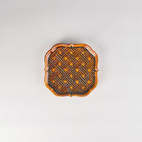 Jang Hun Seong Flower Square Pattern Plate in Candy Brown, 14.2 x 14.2 x 2cm