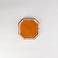 Jang Hun Seong Flower Square Pattern Plate in Candy Brown, 14.2 x 14.2 x 2cm