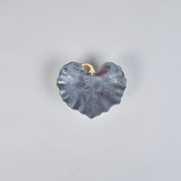 Fukusan Gama Tsuwa-style Small Serving Dish, Black Shibori Glaze with Gold Stem, 10cm x 8cm x H2.8cm