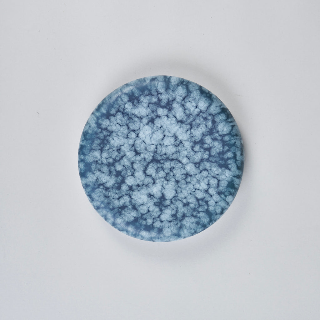 Kanezen Gama Circle Plate, Shibu Ruri, Matte White, 15cm
