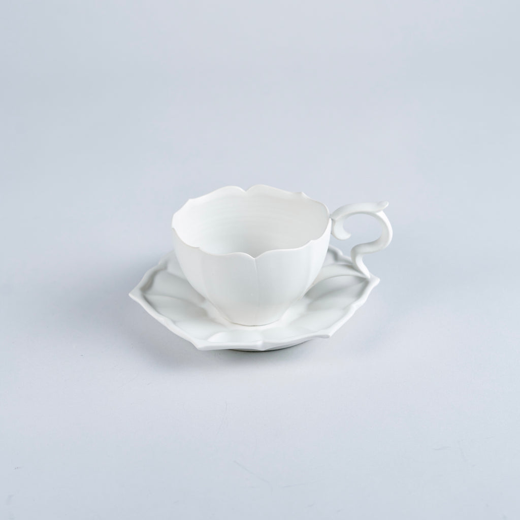 Usukiyaki, RYOUKA Teacup And Saucer, White, D9cm x H6.3cm/ D16cm x H2cm
