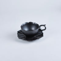 Usukiyaki, RYOUKA Teacup And Saucer, Black, D9cm x H6.3cm/ D16cm x H2cm