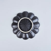 Usukiyaki,RINKA Twelve Petals Deep Side Plate, Black, D18.5cm x H3cm