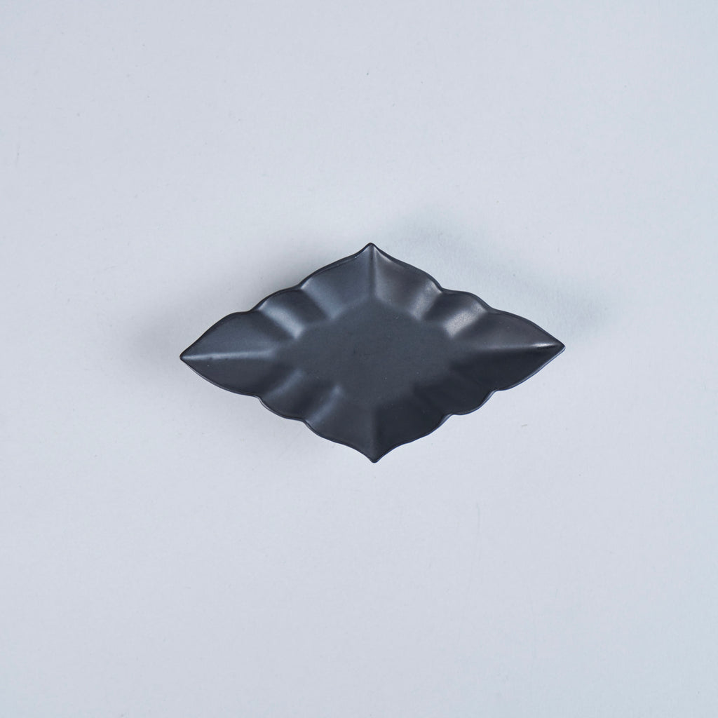 Usukiyaki, Ryouka Diamond Shaped Sauce Plate, Black, 12.5cm x W7cm x H1.8cm