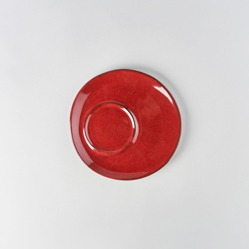 La Mère Saucer Coffee Cup, Venetian Red, 14cm x 14cm x H1.5cm, Design by Marie Michielssen