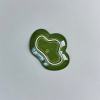Kouraku Kiln Pine Plate, Small, Gold Green, 13cm x 9.5cm