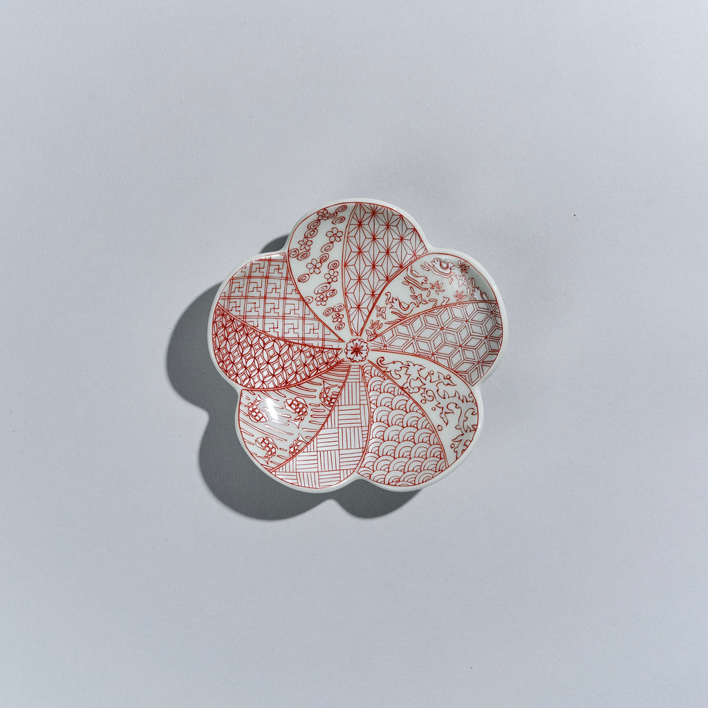 Kouraku Kiln Plum Plate, Small, Silver Red Shonzui, 12cm