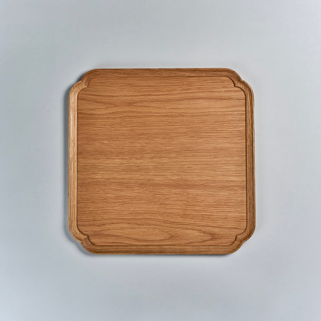 Iwakagu Square Curve Corner Big Tray, Oak, 34cm x 34cm x H1.5cm