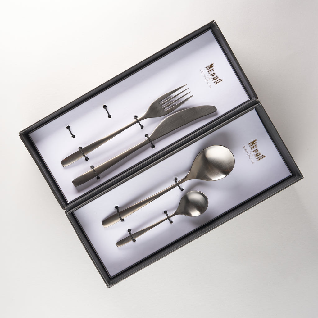 MEPRA MORGANA ICE ORO NERO CUTLERY SET 24 PCS