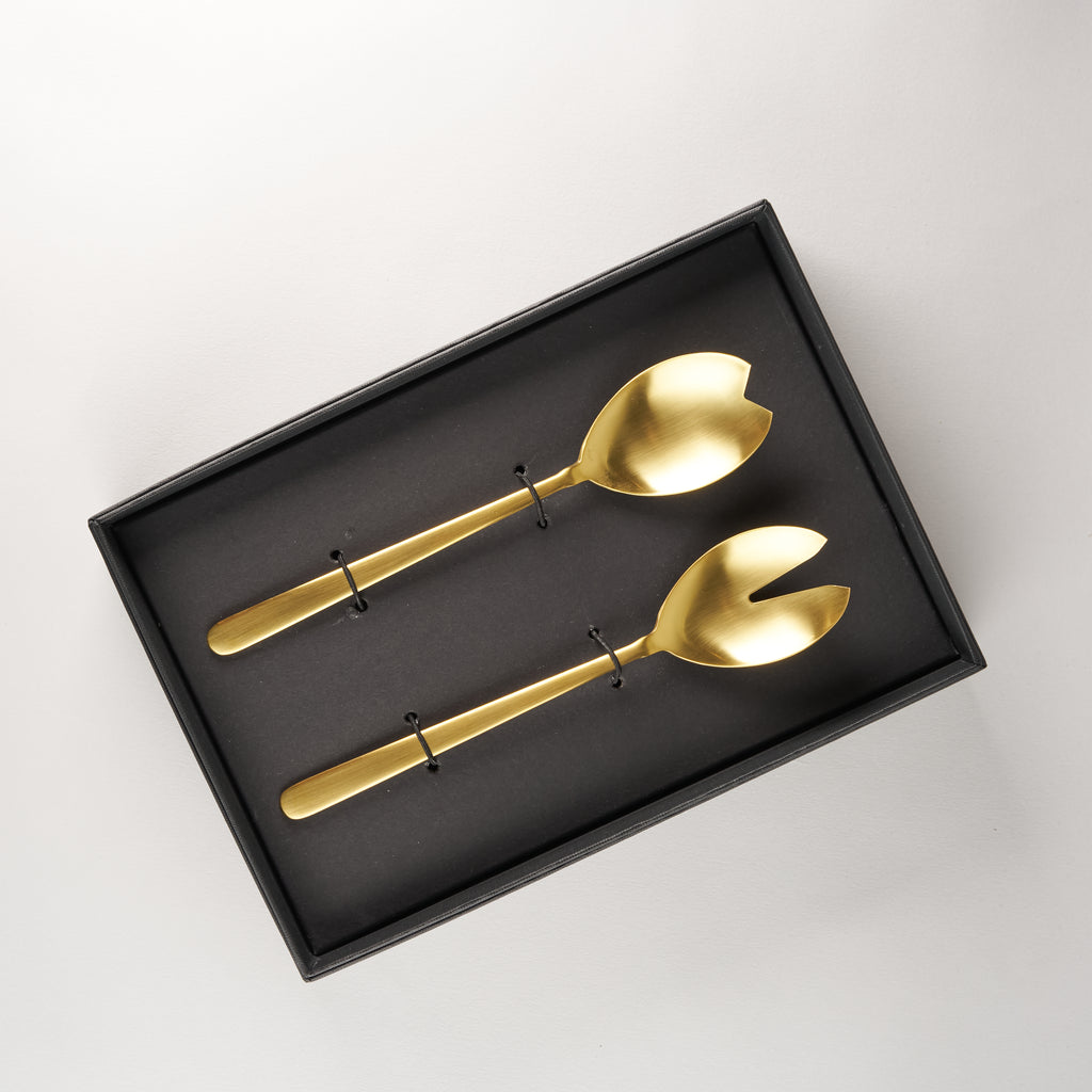 MEPRA LINEA ICE ORO BOX SALAD CUTLERY, 23.5cm x 23.5cm x 5cm