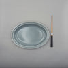 Dot Rim Gray Oval Plate 27cm, 27cm x 2.8cm