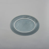 Dot Rim Gray Oval Plate 27cm, 27cm x 2.8cm