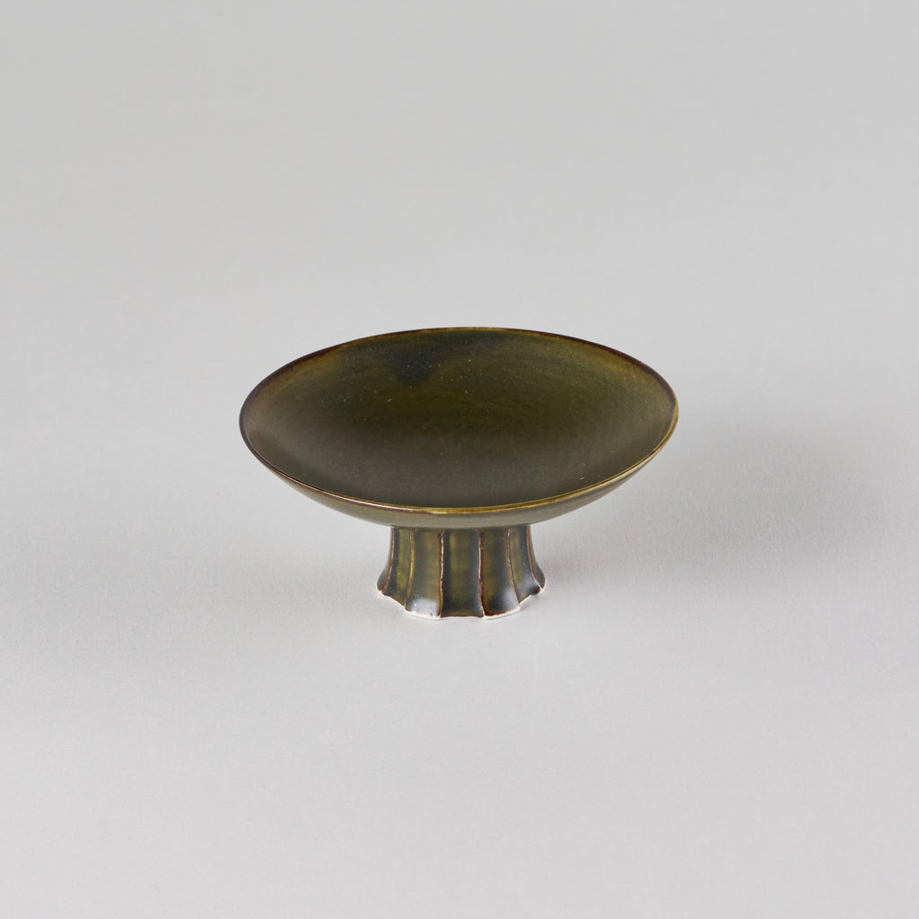 Utsuwa to Design Footed Bowl, Olive Grey, 11cm x 11cm x H4.5cm
