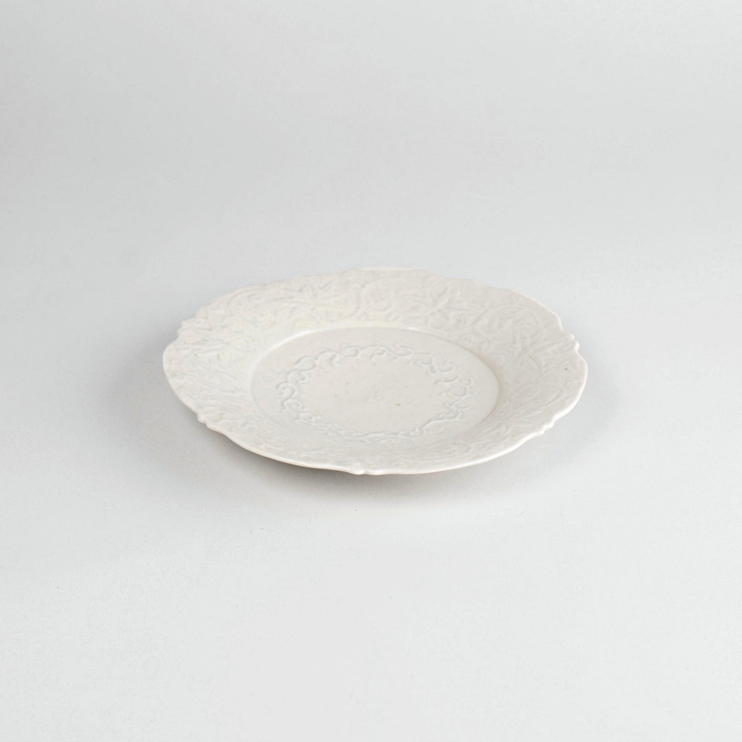 Asami Maeda Flower Arabesque Plate White, 17.2×2.1cm