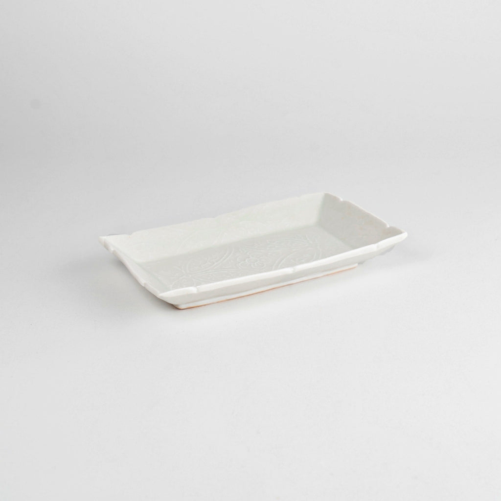 Asami Maeda Square Long Dish White, 20.4×12.4×2.4cm