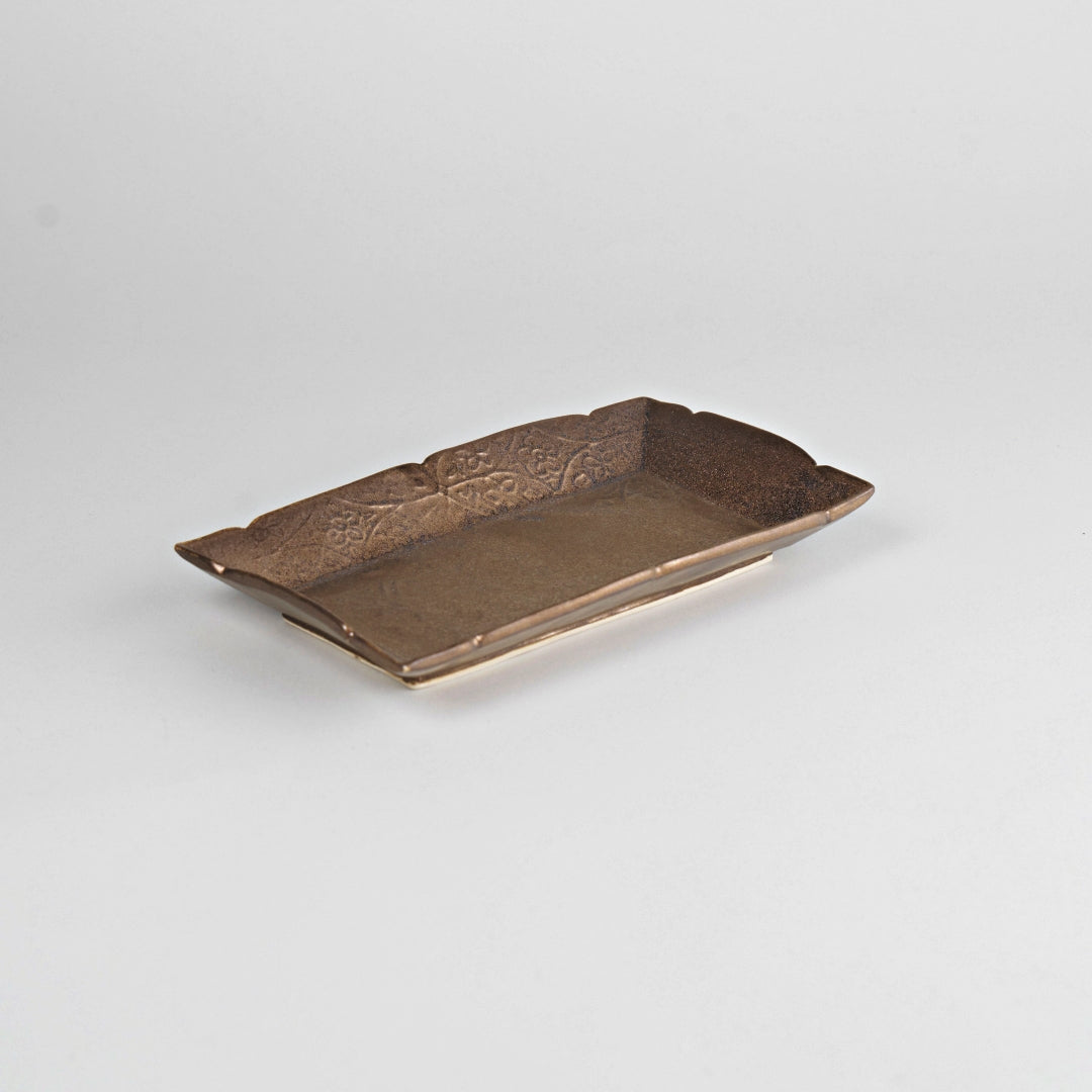 Asami Maeda Square Long Dish Bronze, 20.4×12.4×2.4cm