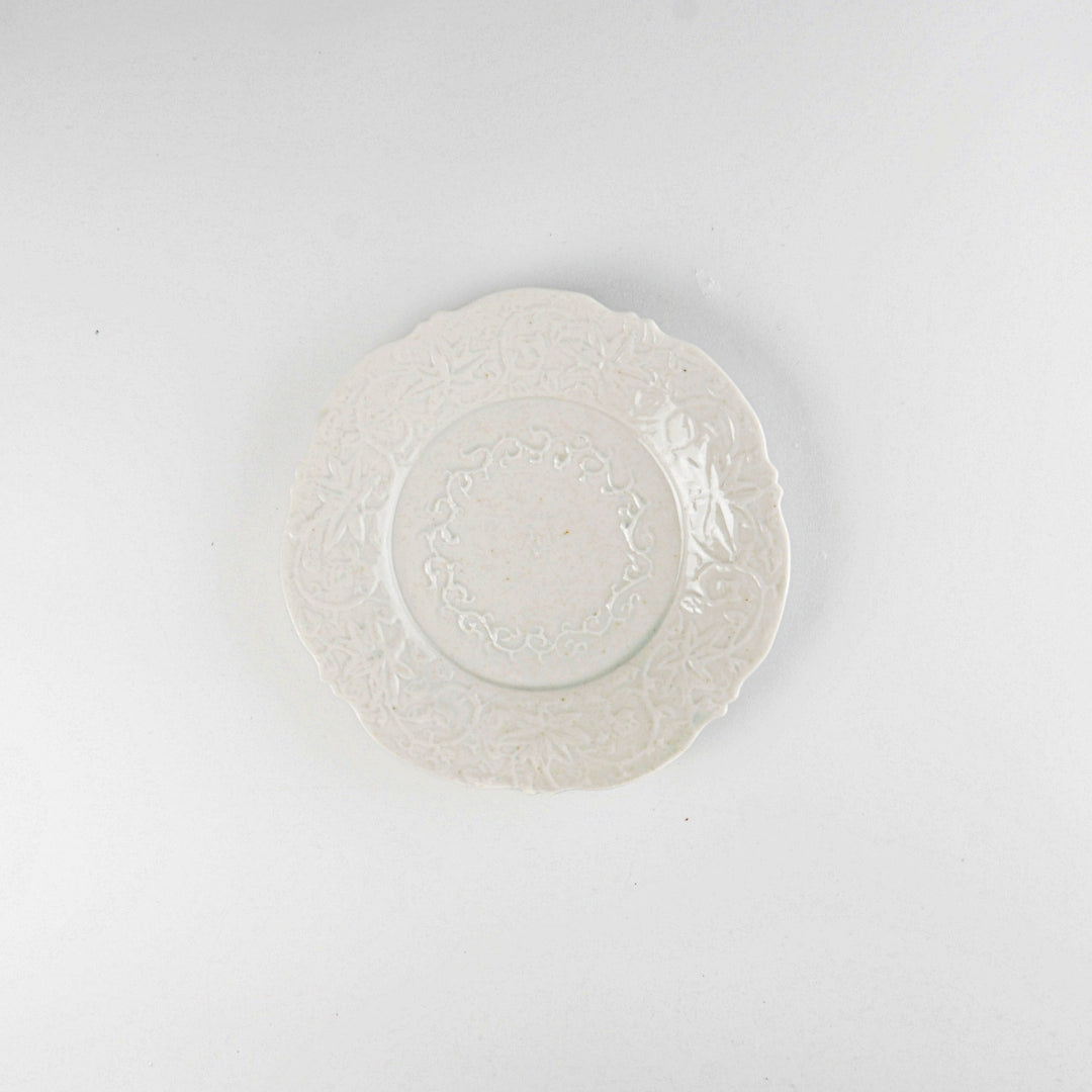 Asami Maeda Flower Arabesque Plate White, 17.2×2.1cm