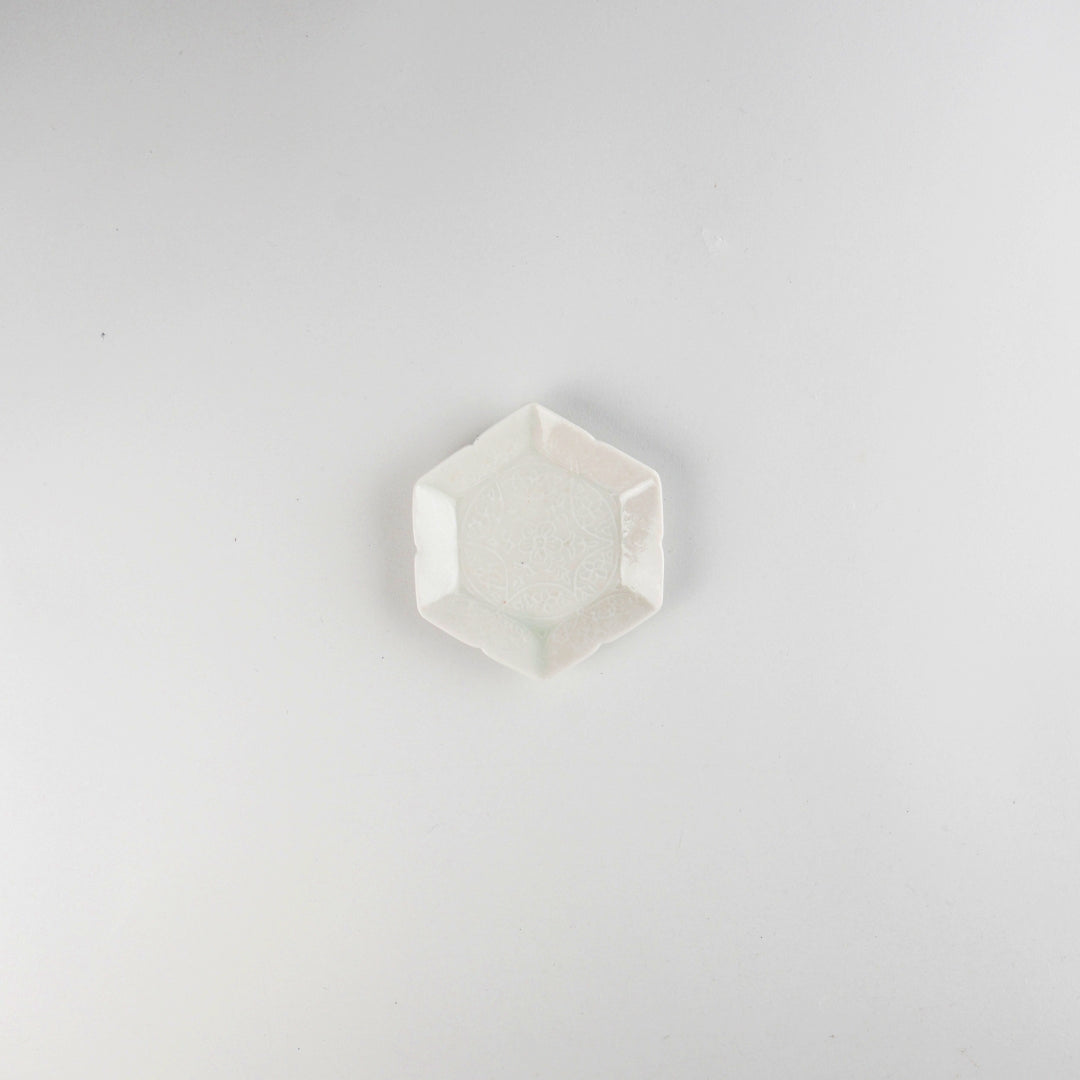 Asami Maeda Floral Shippo Small Dish White, 9.6×8.2×1.7cm