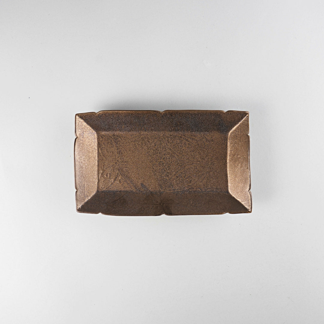 Asami Maeda Square Long Dish Bronze, 20.4×12.4×2.4cm