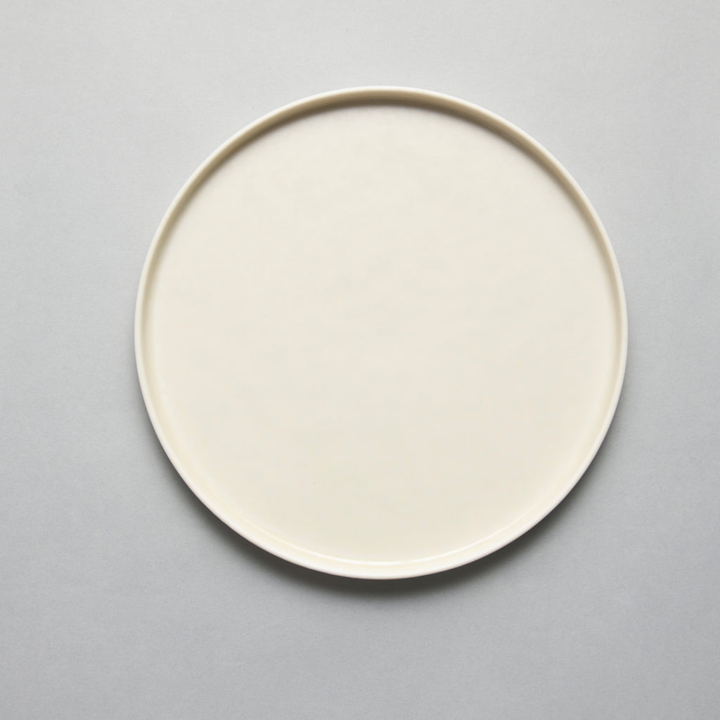 White Beige Round Tray L 24cm Moriyama Artifactt