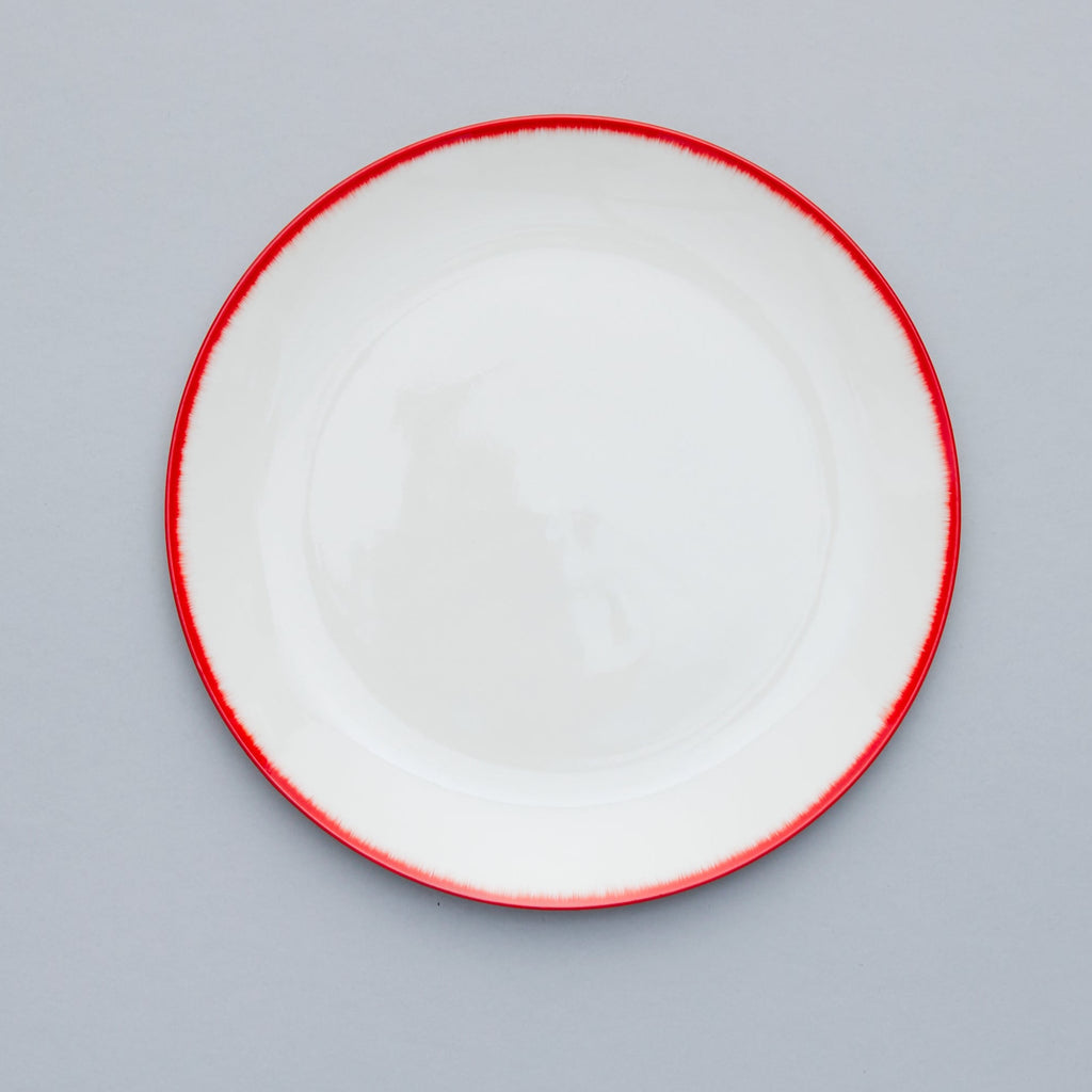 Dinner Plate, 28cm, Dé Off-White/Red VAR 2, Design by Ann Demeulemeester