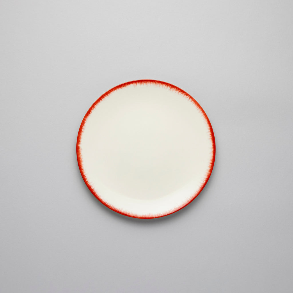 Dinner Plate, 17.5cm, Dé Off-White/Red VAR 2, Design by Ann Demeulemeester